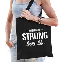 This is what strong looks like cadeau tas zwart voor dames - thumbnail