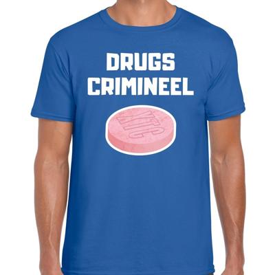 Drugs crimineel - verkleedkleding - t-shirt - blauw - voor heren - carnaval Drugs crimineel - verkleedkleding - t-shirt - blauw - voor heren - carnaval
