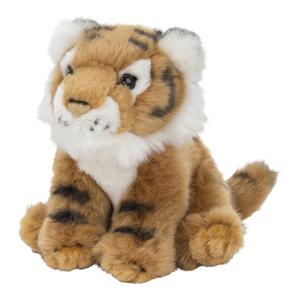 Nature Planet pluche tijger knuffeldier - 15 cm - bruin - Tijgers knuffels - kleine cadeautjes