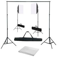 VidaXL Fotostudioset met softboxlampen en achtergrond - thumbnail