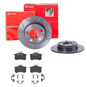 Remmenset, remschijf BREMBO, Remschijftype: Gespleten, Inbouwplaats: Achteras: , u.a. für Seat, Audi, Skoda, VW