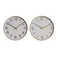 Muurklok Home ESPRIT Wit Gouden PVC 30 x 4 x 30 cm (2 Stuks)