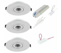 Badkamer LED inbouwspot set 3 aluminium 120mm warm wit 2700K