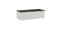 Storke Edge zwevend badmeubel 120 x 52 cm mat wit met Scuro asymmetrisch rechtse wastafel in kwarts mat zwart