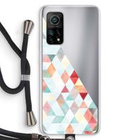 Gekleurde driehoekjes pastel: Xiaomi Mi 10T 5G Transparant Hoesje met koord