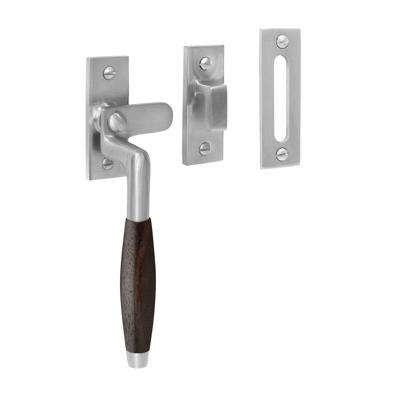 De Oude Deurklink Raamsluiting retro palissander mat nikkel links