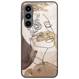 Samsung Galaxy A56 glazen hardcase - Abstract gezicht bruin