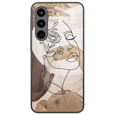 Samsung Galaxy A56 glazen hardcase - Abstract gezicht bruin