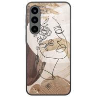 Samsung Galaxy A56 glazen hardcase - Abstract gezicht bruin