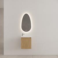 Gliss Design Timotheus toiletmeubel met ribbelfront 40cm castle brown met glans witte fontein