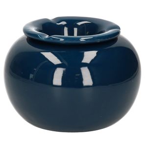 Terras asbak/stormasbak rond keramiek 16 x 11 cm blauw - Asbakken