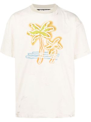 Palm Angels t-shirt en coton à logo imprimé - Tons neutres
