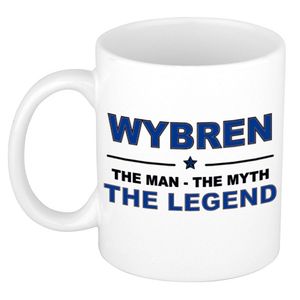 Naam cadeau mok/ beker Wybren The man, The myth the legend 300 ml - Naam mokken