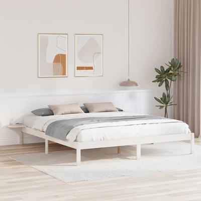 Bedframe met nachttafels Wit 200 x 200 cm Wit
