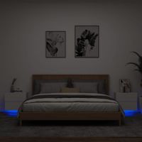 Nachtkastjes met LED's 2 st wandgemonteerd wit