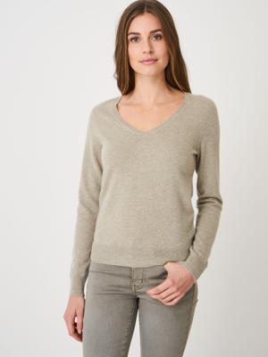 Basic organisch cashmere V-hals trui