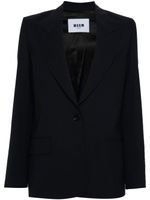 MSGM blazer en velours à simple boutonnage - Bleu - thumbnail