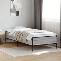 Bedframe bewerkt hout en metaal grijs sonoma eiken 75x190 cm