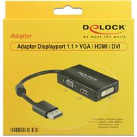 DeLOCK 0.16m DisplayPort/VGA+HDMI+DVI 0,16 m VGA (D-Sub)+ HDMI + DVI Zwart - thumbnail