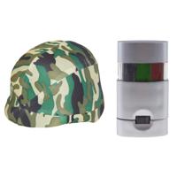 Carnaval verkleed soldaten/leger set - camouflage print helm - make-up stick camouflage kleuren