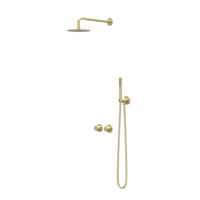 IVY Pact Regendoucheset - inbouw - symmetry - 2-weg stop-omstel - 40cm wandarm - 25cm slim hoofddouche - houder met uitlaat - 150cm doucheslang - staafmodel handdouche - Geborsteld mat goud PVD CSP3MPABAA IVY Pact Regendoucheset - inbouw - symmetry - 2-weg stop-omstel - 40cm wandarm - 25cm slim hoofddouche - houder met uitlaat - 150cm doucheslang - staafmodel handdouche - Geborsteld mat goud PVD CSP3MPABAA