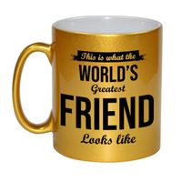 Worlds Greatest Friend cadeau mok / beker goudglanzend 330 ml - feest mokken