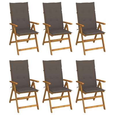 Tuinstoelen 6 st inklapbaar met kussens massief acaciahout