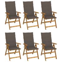 Tuinstoelen 6 st inklapbaar met kussens massief acaciahout