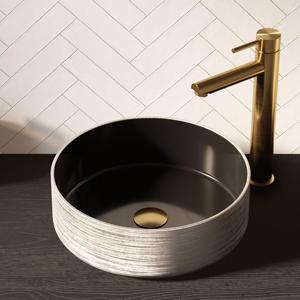 BRAUER Circle waskom - 36x36cm - rond - keramiek - mat zwart en zilver WK-CC36ROMZZI