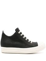 Rick Owens mid-top waxed-leather sneakers - Noir