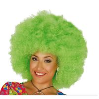 Verkleed pruik afro/hippie - groen - voor volwassenen - one size - thumbnail