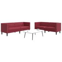 2-delige Loungeset Chesterfield-stijl kunstleer wijnrood