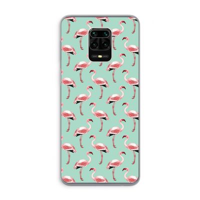 Flamingoprint groen: Xiaomi Redmi Note 9 Pro Transparant Hoesje