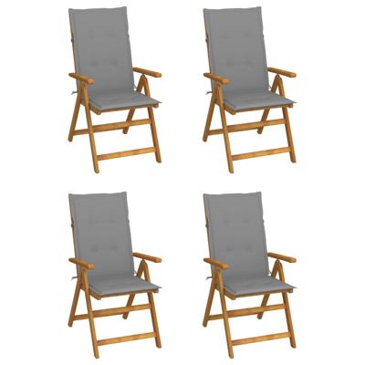 Tuinstoelen 4 st verstelbaar met kussens massief acaciahout