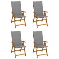Tuinstoelen 4 st verstelbaar met kussens massief acaciahout