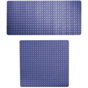 MSV Douche/bad anti-slip matten set badkamer - rubber - 2x stuks - donkerblauw - 2 formaten