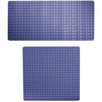 MSV Douche/bad anti-slip matten set badkamer - rubber - 2x stuks - donkerblauw - 2 formaten - thumbnail