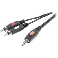 SpeaKa Professional SP-7869920 Cinch / Jackplug Audio Aansluitkabel [2x Cinch-stekker - 1x Jackplug male 3,5 mm] 1.50 m Zwart - thumbnail