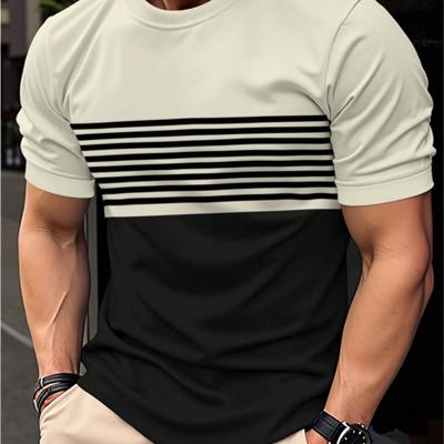 Bon&Bon Homme Men's Color-Block Striped Short Sleeve Casual T-Shirt Multicolor-2 / S