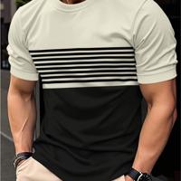 Bon&Bon Homme Men's Color-Block Striped Short Sleeve Casual T-Shirt Multicolor-2 / S