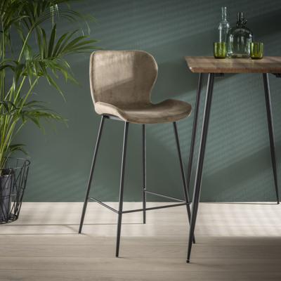 Barstoel 'Gael' Velvet, kleur Champagne (zithoogte 67cm)