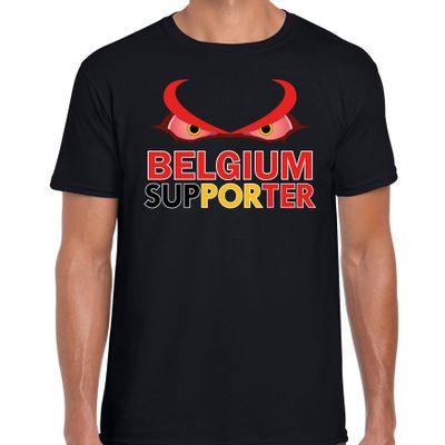 Belgium supporter fan t-shirt zwart EK/ WK voor heren Belgium supporter fan t-shirt zwart EK/ WK voor heren