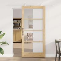 schuifdeur met hardware-set 'ORKDAL'van massief hout en glas