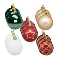 45x stuks kerstballen mix wit/rood/groen/champagne gedecoreerd kunststof 5 cm - Kerstbal - thumbnail
