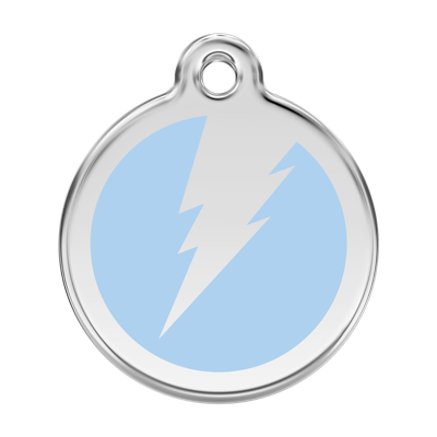 Flash Light Blue roestvrijstalen hondenpenning large/groot dia. 3,8 cm - Reddingo