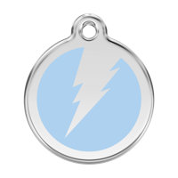 Flash Light Blue roestvrijstalen hondenpenning large/groot dia. 3,8 cm - Reddingo