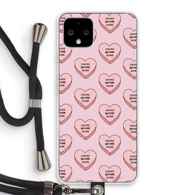Chicks before dicks: Pixel 4 Transparant Hoesje met koord