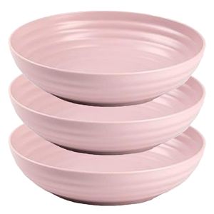 Rond bord/camping - 6x - diep bord - D22 cm - oud roze - kunststof - onbreekbaar