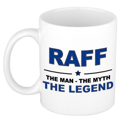 Raff cadeau mok - man myth legend - naam koffiemok / beker - wit en blauw - 300 ml