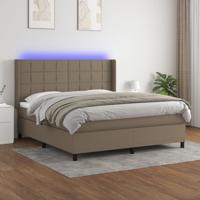 Boxspring met matras en LED stof taupe 180x200 cm